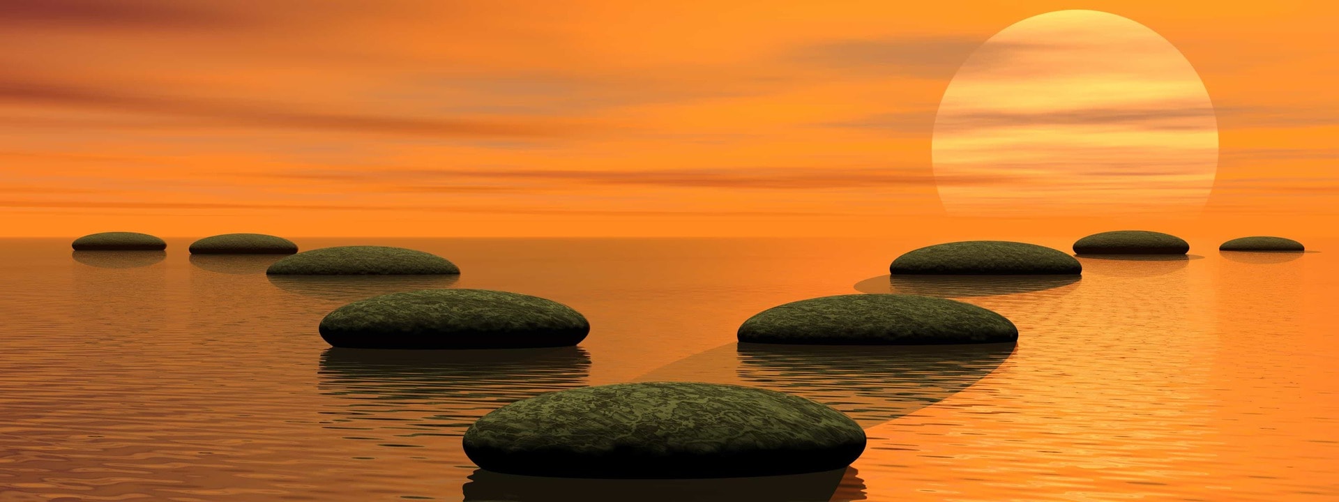 Stepping stones in sunset