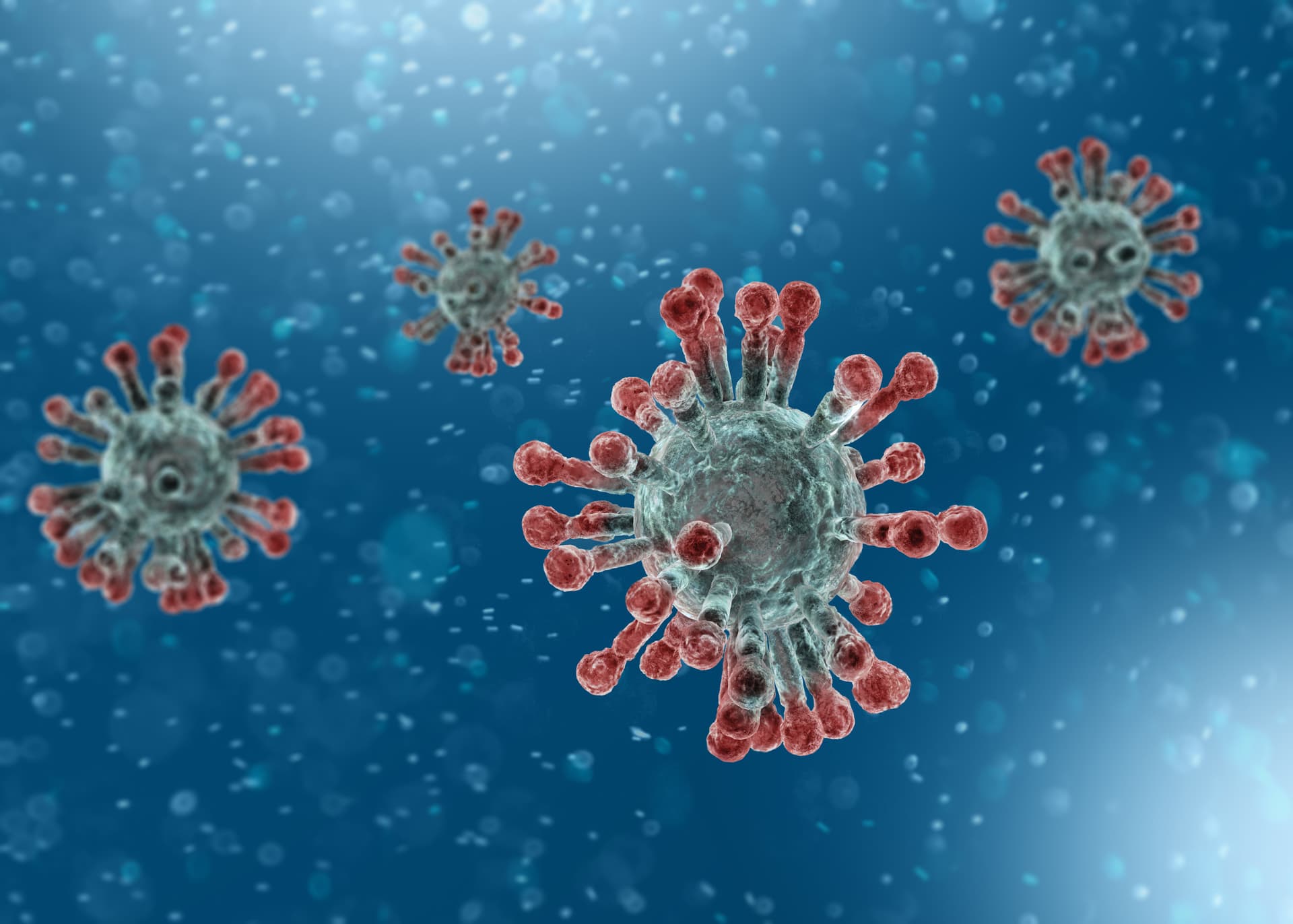 Microscopic view of Coronavirus