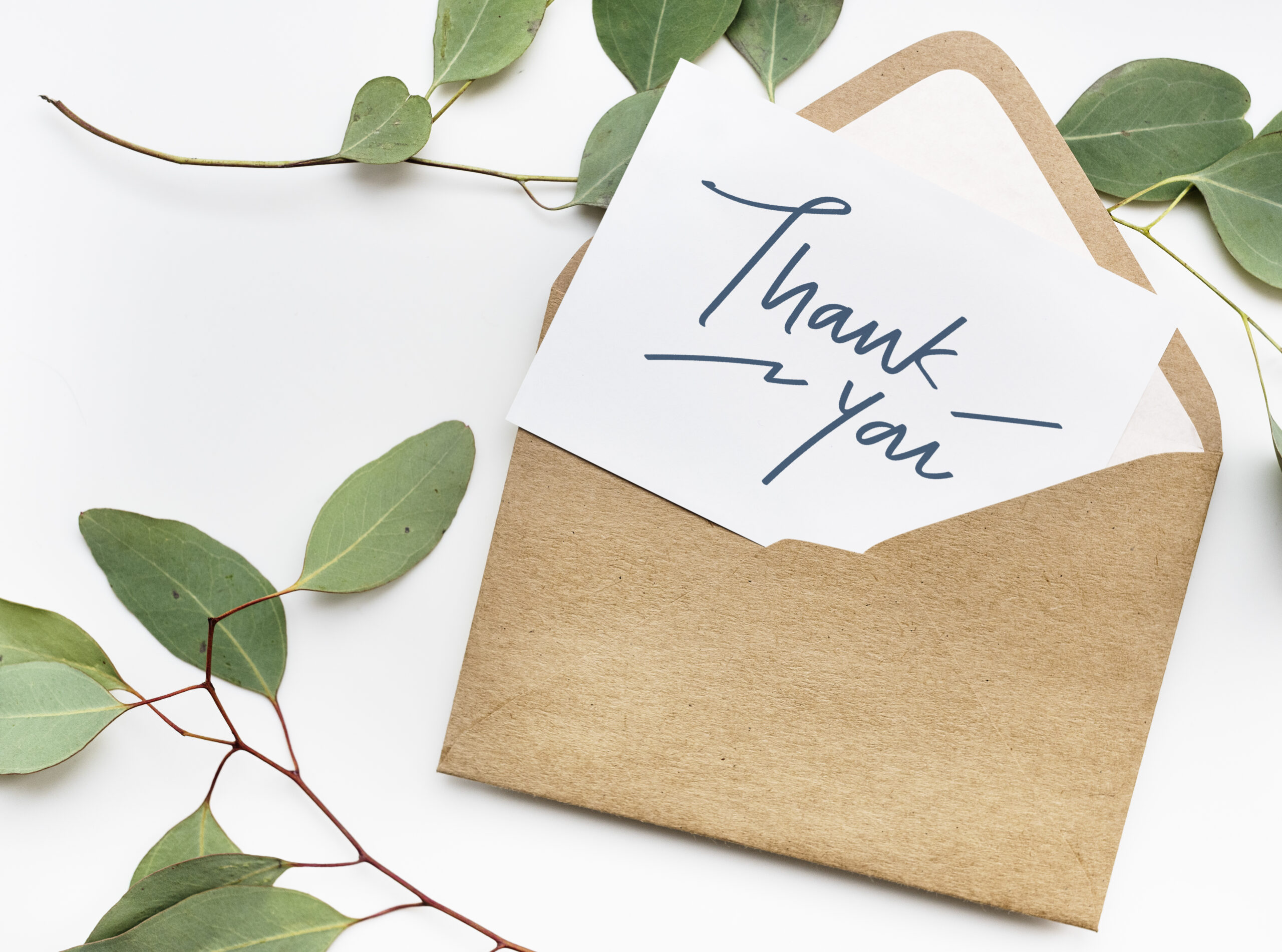 Thank You card in an envelope